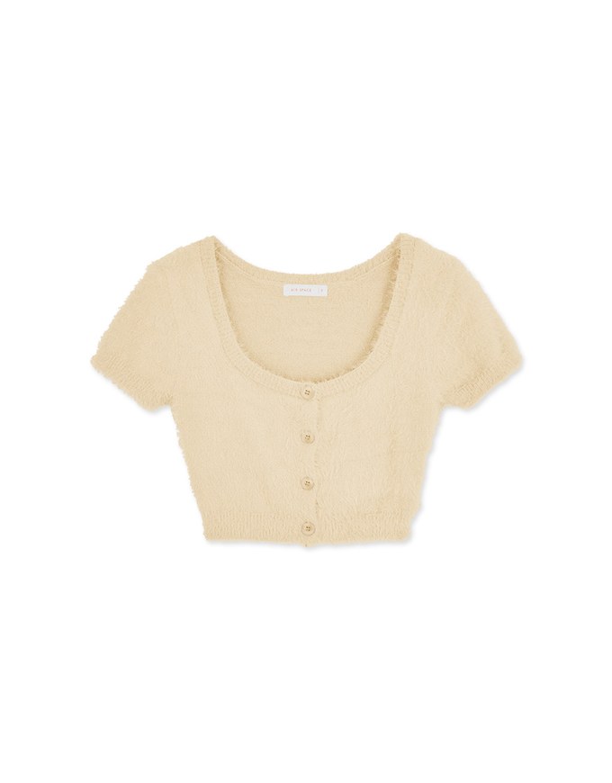 Soft Plush Button Short Sleeved Top