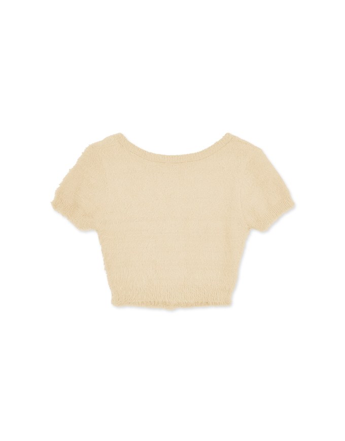 Soft Plush Button Short Sleeved Top