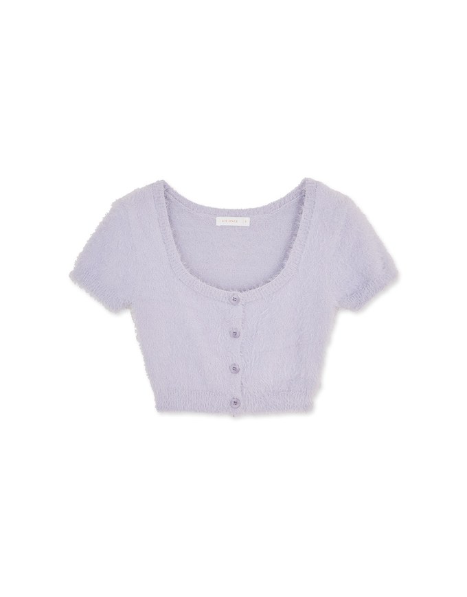 Soft Plush Button Short Sleeved Top