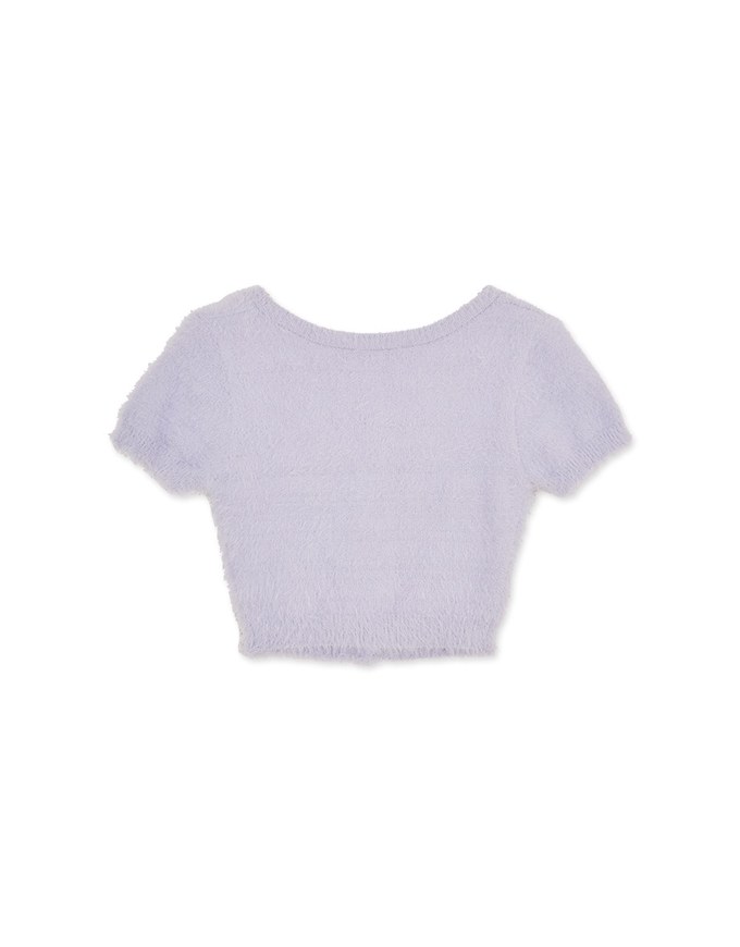 Soft Plush Button Short Sleeved Top