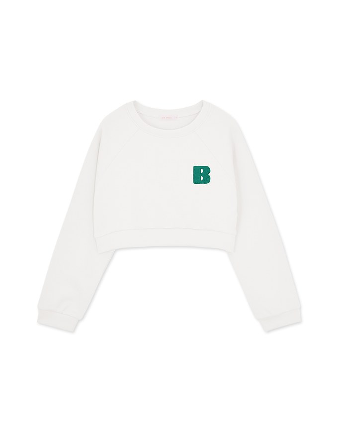 【Benefit】Embroidered Patch On Cropped Sweatshirt Top