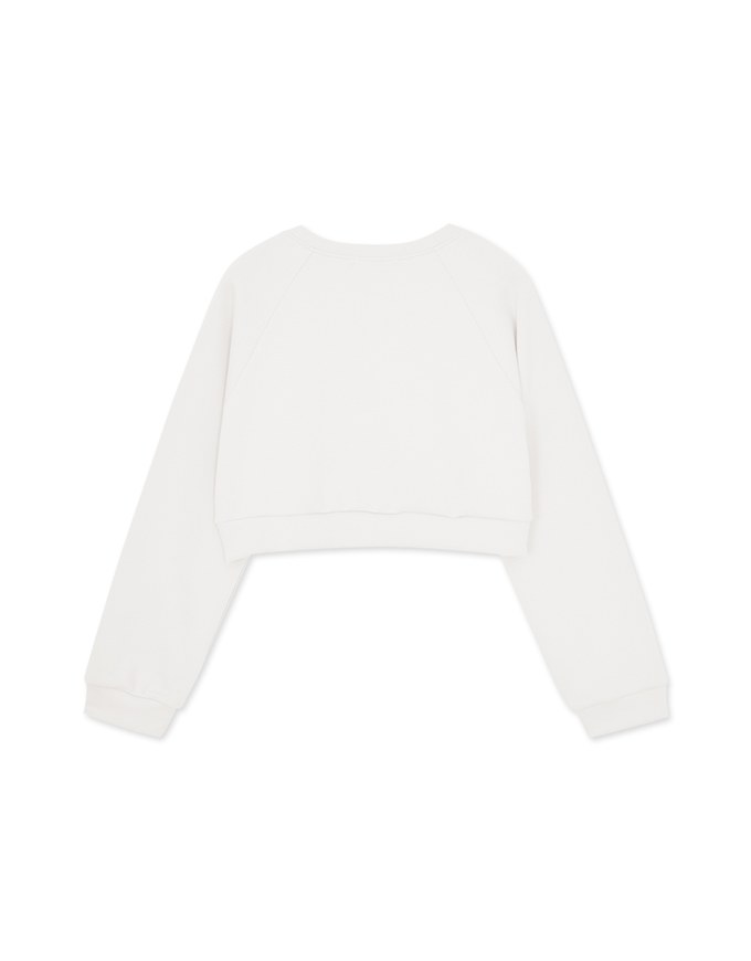 【Benefit】Embroidered Patch On Cropped Sweatshirt Top