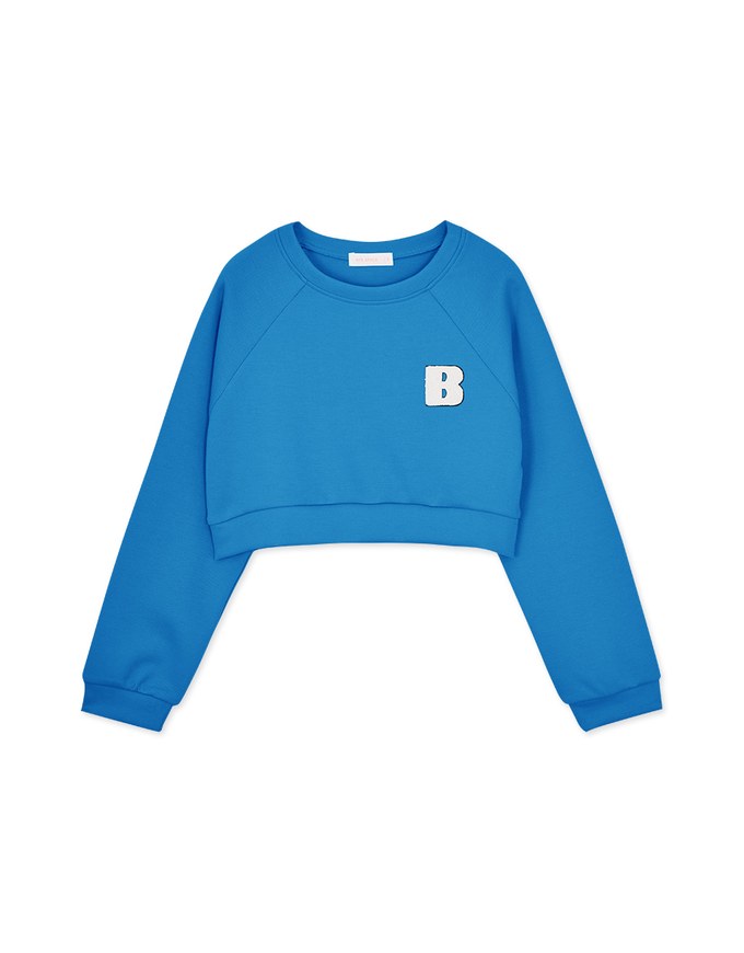 【Benefit】Embroidered Patch On Cropped Sweatshirt Top