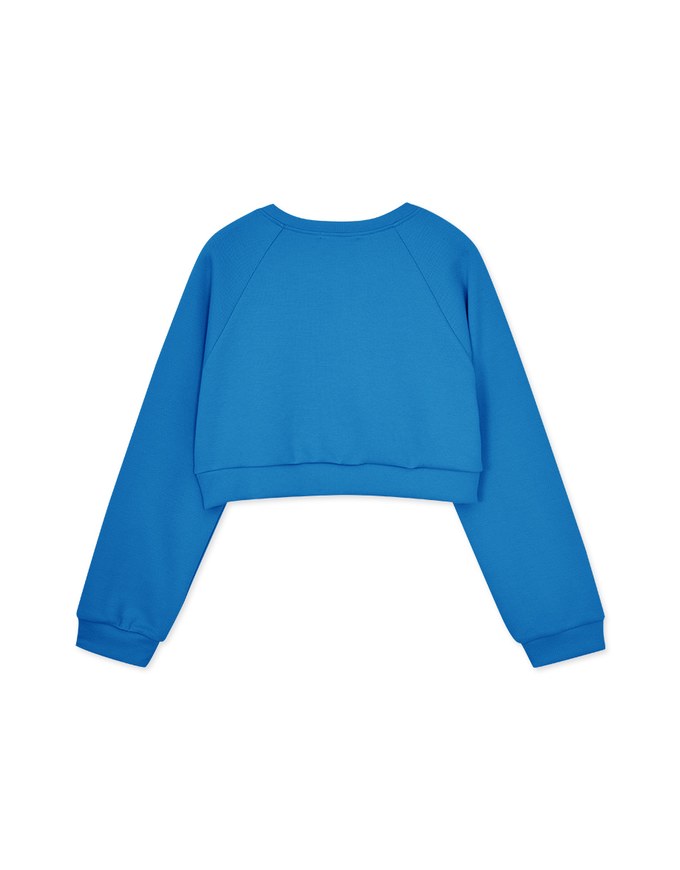 【Benefit】Embroidered Patch On Cropped Sweatshirt Top