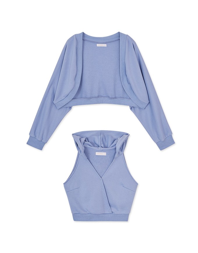 Two-Piece Layered Hooded Top