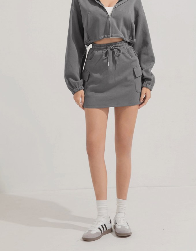 Casual Drawstring Cargo Style Skirt