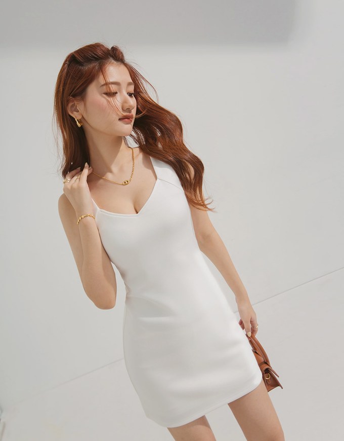 Sweetheart Neckline Bodycon Wrap Mini Dress (With Padding)