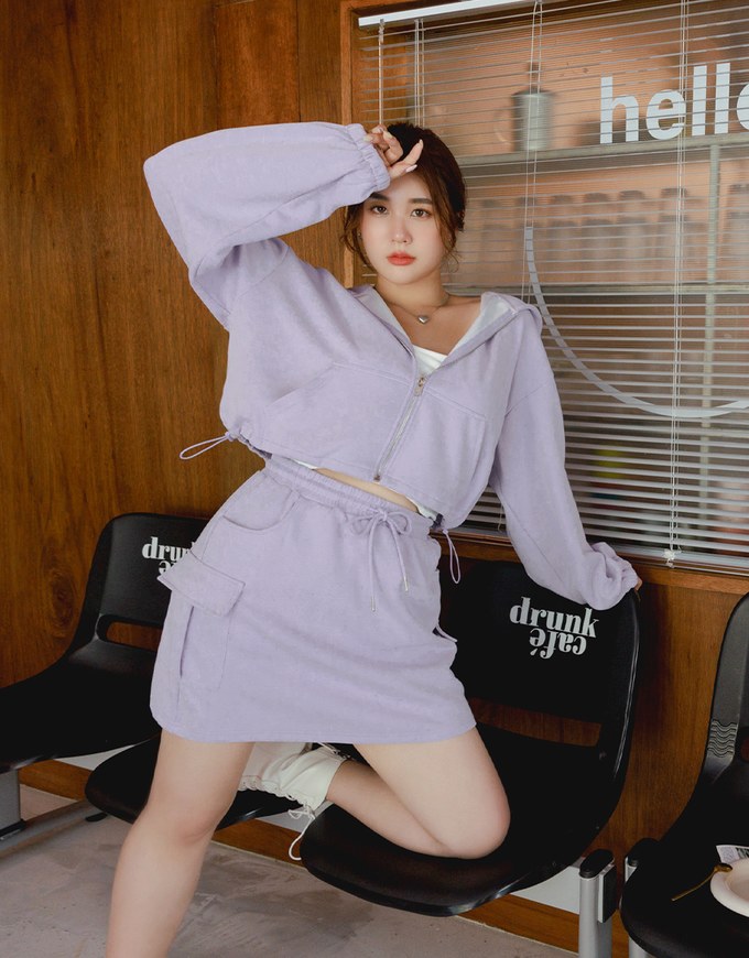 Casual Drawstring Cropped Hooded Blazer Jacket