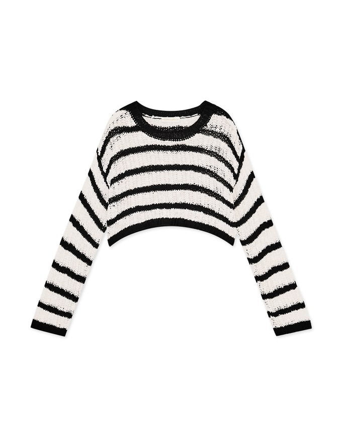 Two Tone Cropped Knit Top