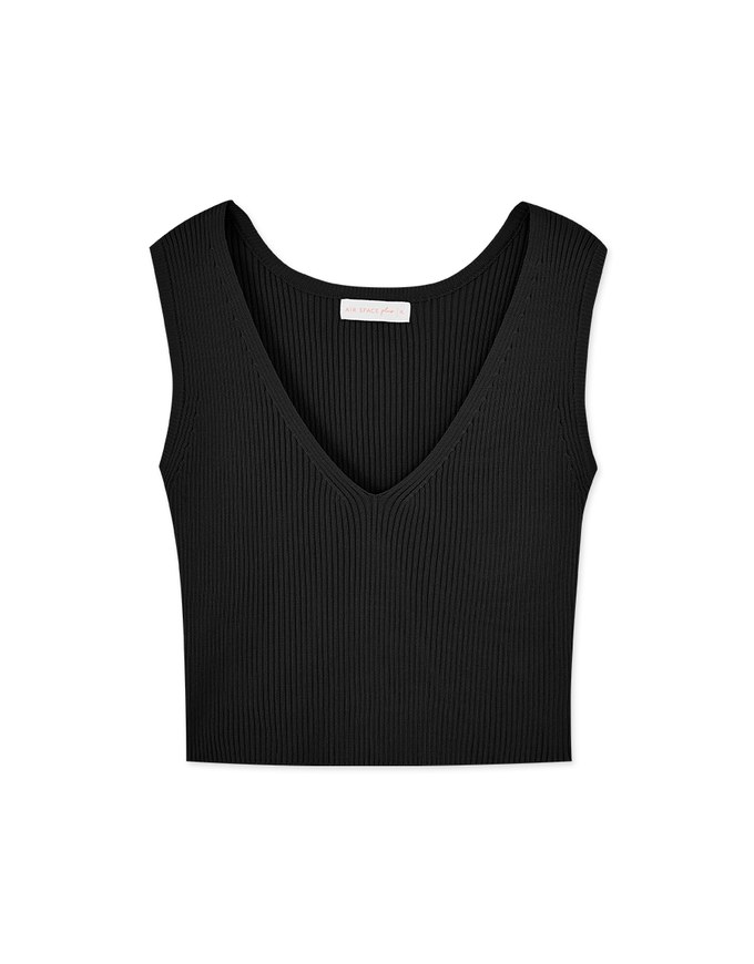 Wide Shoulder Striped Knit Vest