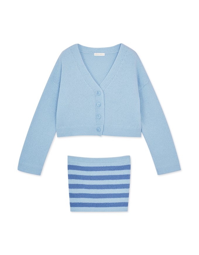 Set Wear With Knit Tube Top & Cardigan