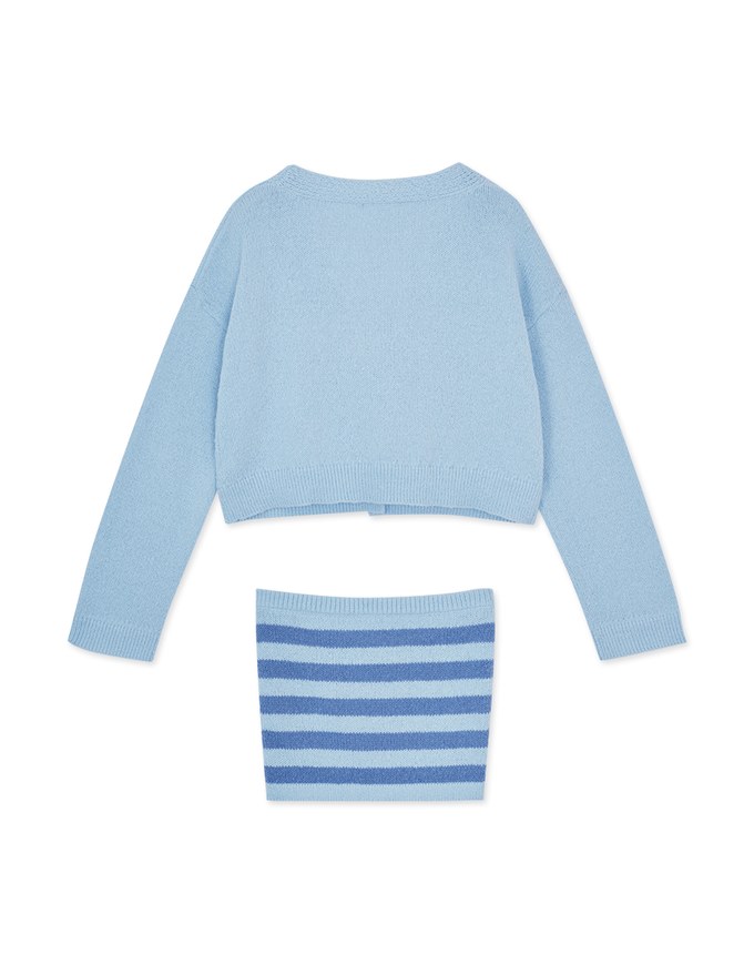 Set Wear With Knit Tube Top & Cardigan