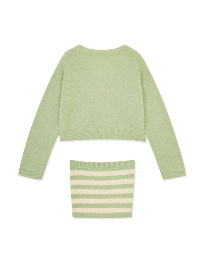 Set Wear With Knit Tube Top & Cardigan