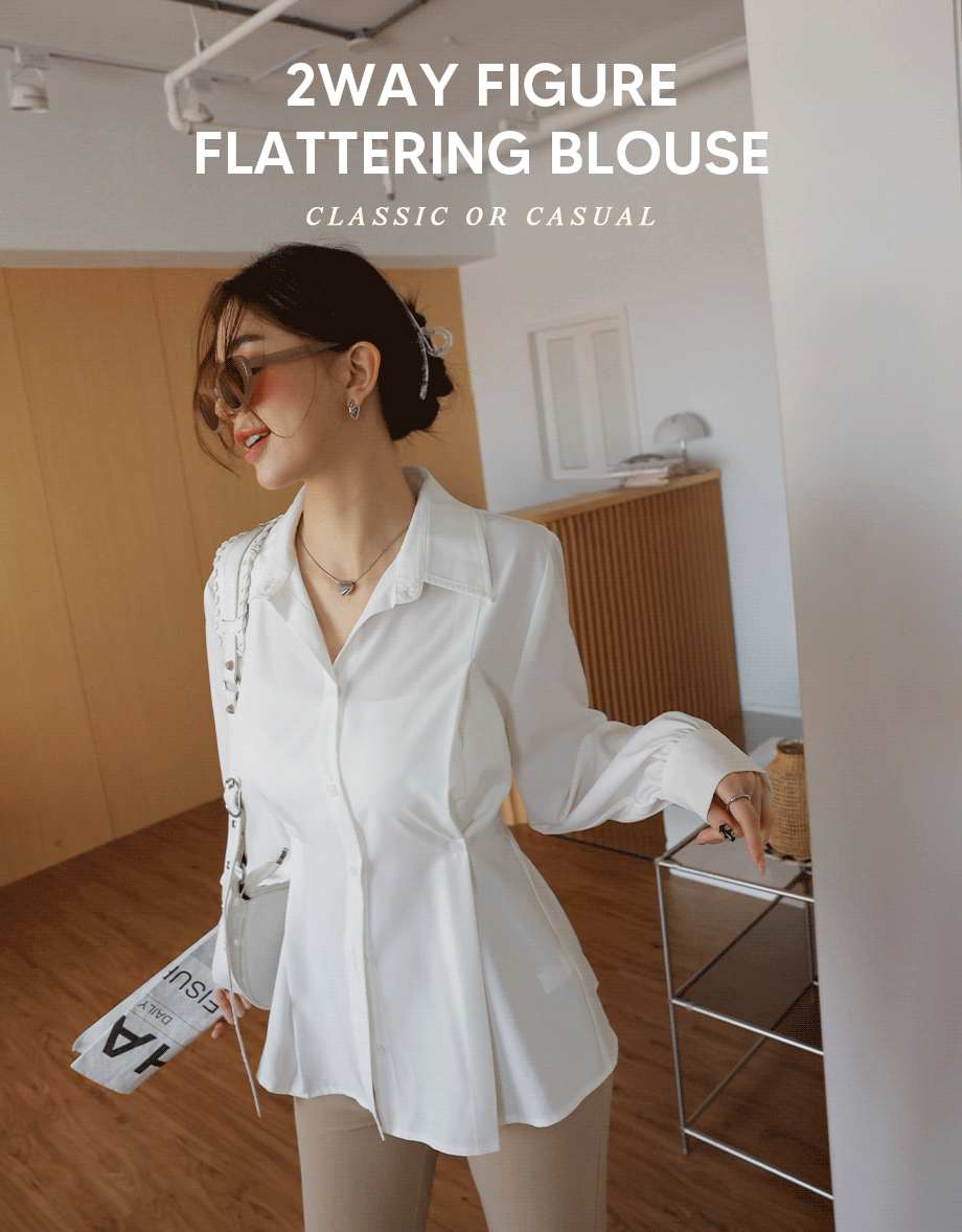 2Way Korean Style Slim Long Blouse Shirt