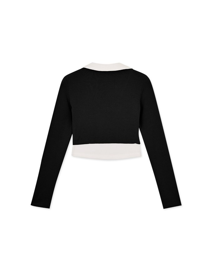 Smart Lapel Slit Long Sleeve Top