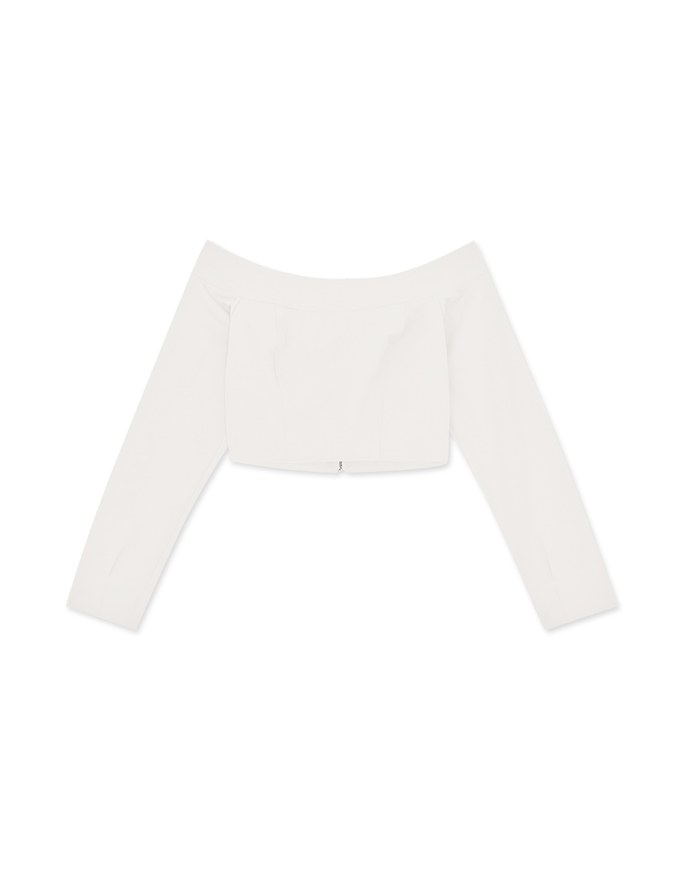 Off Shoulder Back Zipper Long Sleeve Top