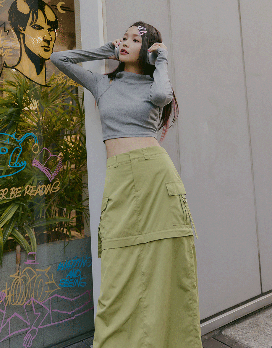 【SHIUAN'S DESIGN】Detachable Cargo Style Maxi Skirt
