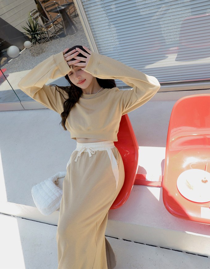 Contrast Color Comfort Maxi Skirt