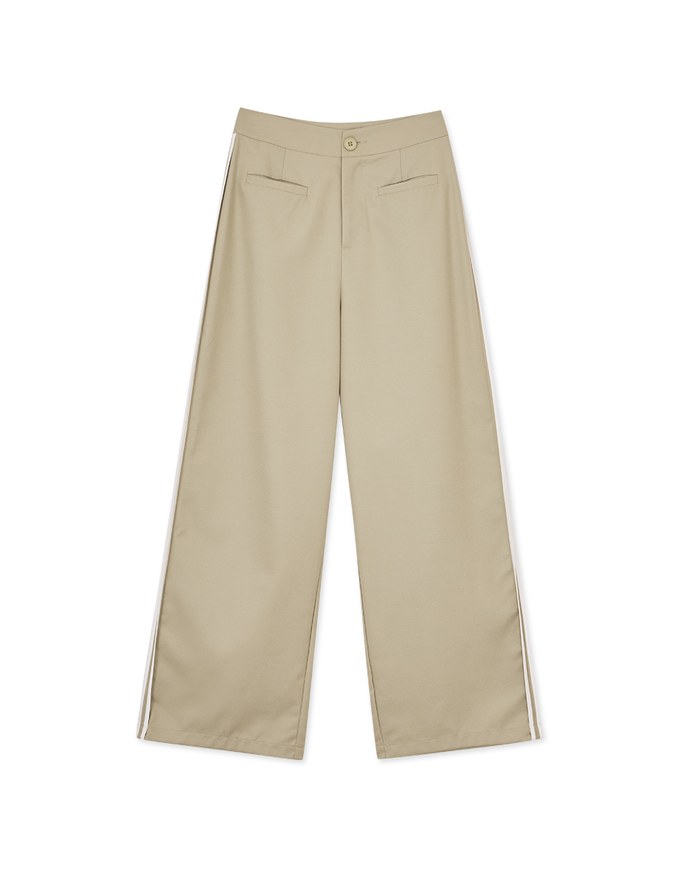 Double Line Slim Fit Suit Wide Pants