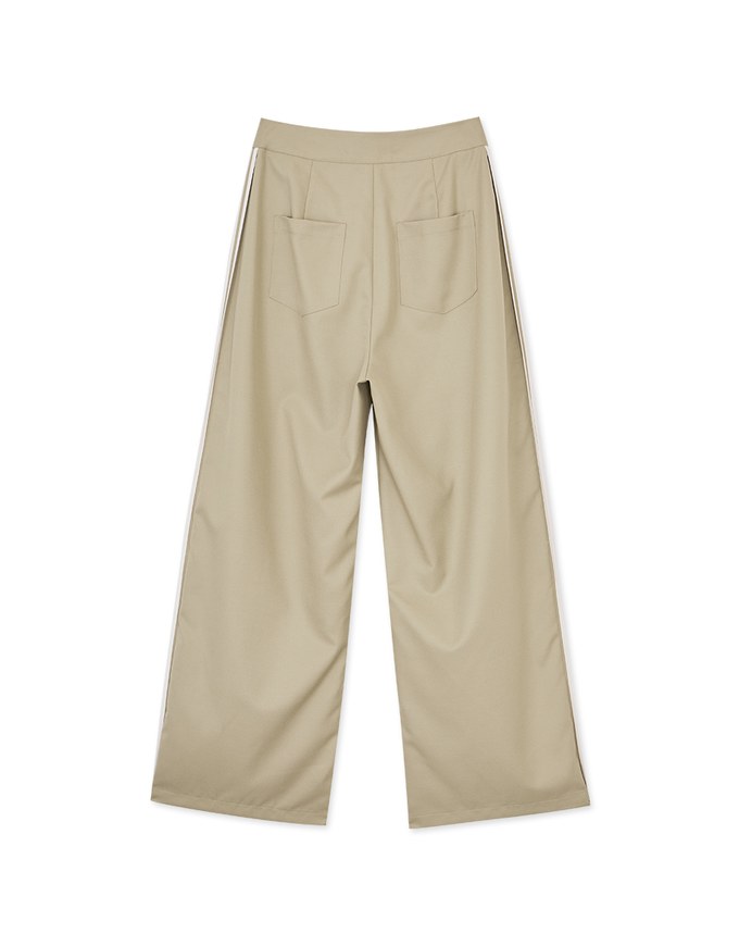 Double Line Slim Fit Suit Wide Pants