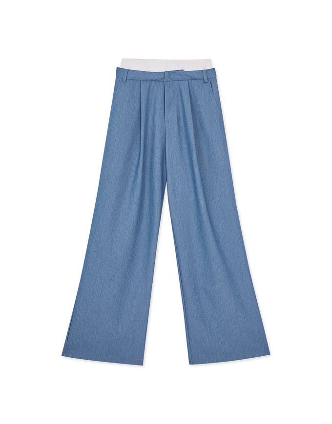 Double Layer Elasticated Pleated Wide Pants