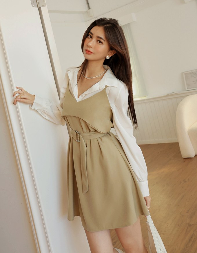 Irregular Mini Dress (With Belt)