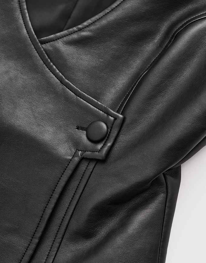 Buttoned Vest Mini Faux Leather Dress