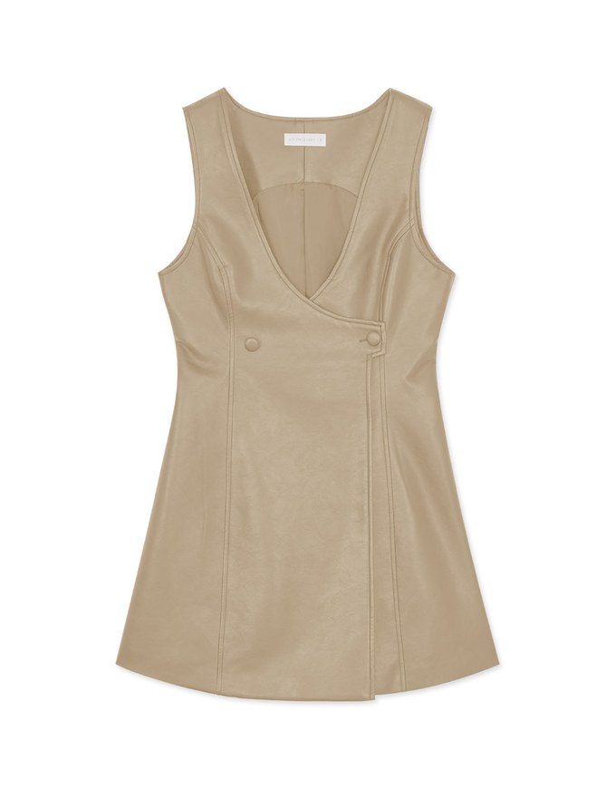 Buttoned Vest Mini Faux Leather Dress