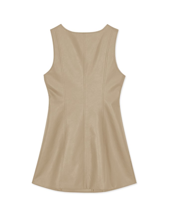 Buttoned Vest Mini Faux Leather Dress