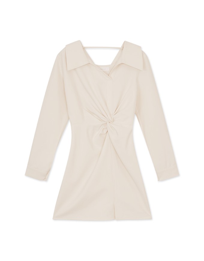 Elegant Open Collar Twisted Mini Dress