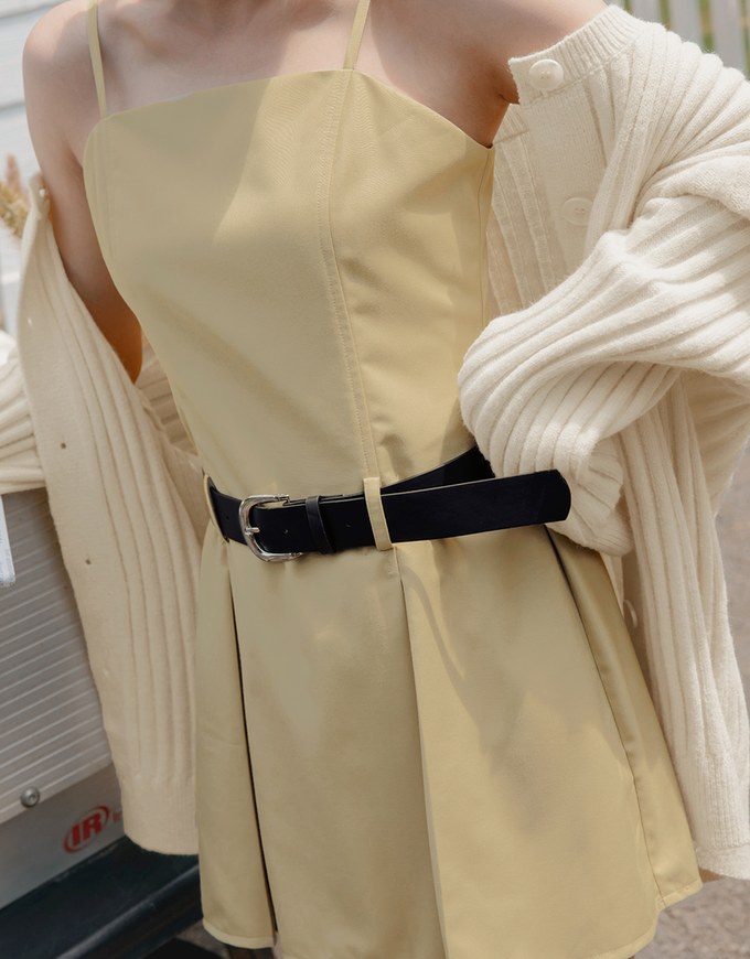【MEIGO's Design】Thin Strap Pleated Mini Dress (With Belt)