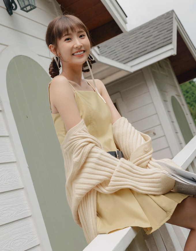 【MEIGO's Design】Thin Strap Pleated Mini Dress (With Belt)