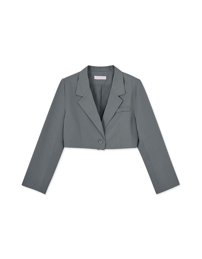 Comfy Lapel Crop Blazer (With Shoulder Pads)