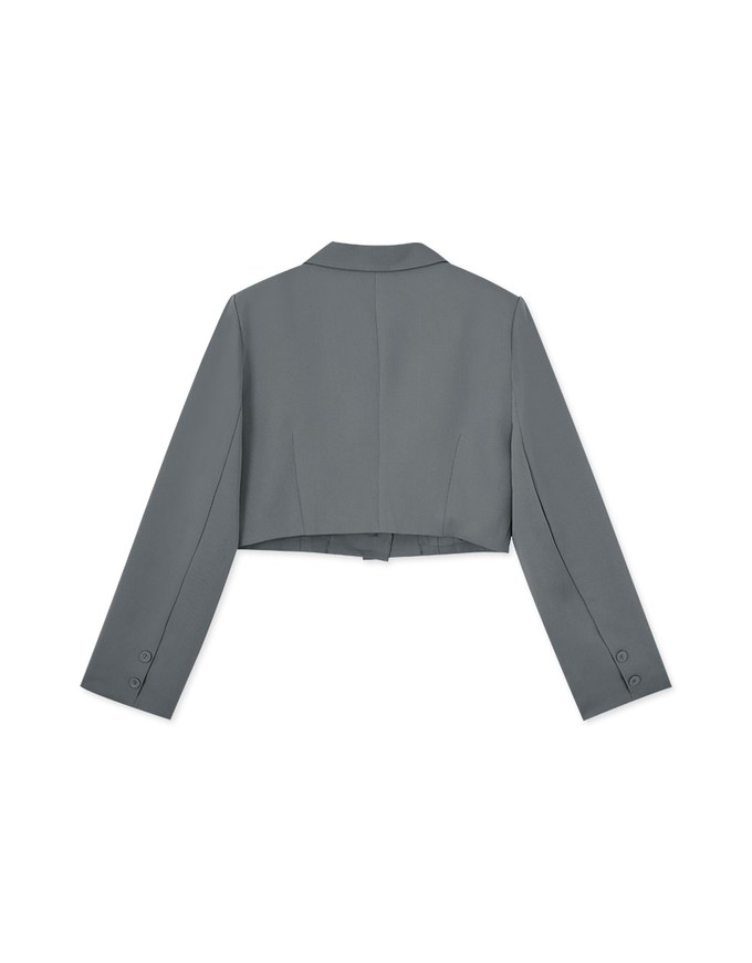 Comfy Lapel Crop Blazer (With Shoulder Pads)