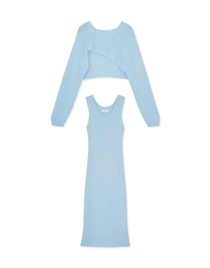 Two Piece Knit Bodycon Maxi Dress