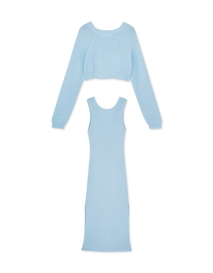 Two Piece Knit Bodycon Maxi Dress