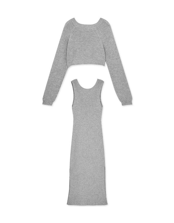 Two Piece Knit Bodycon Maxi Dress