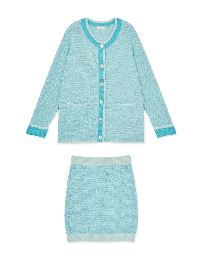 Fluffy Knit Skirt Set