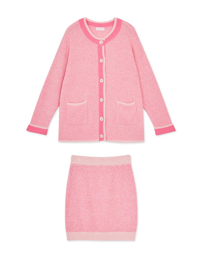 Fluffy Knit Skirt Set