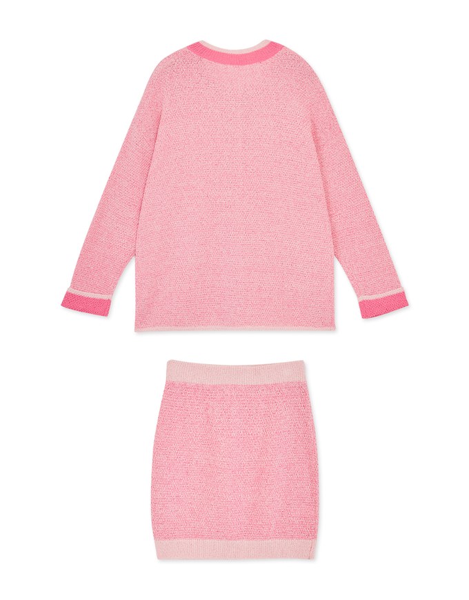 Fluffy Knit Skirt Set