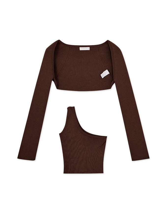 Two Piece One Shoulder Knit Top