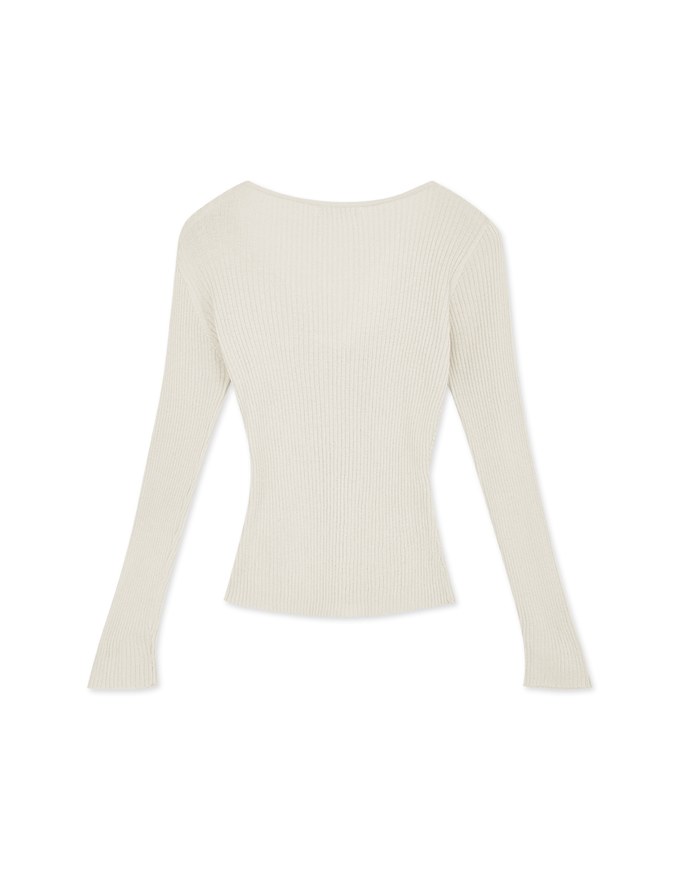 V Neck Twisted Cashmere Knit Top