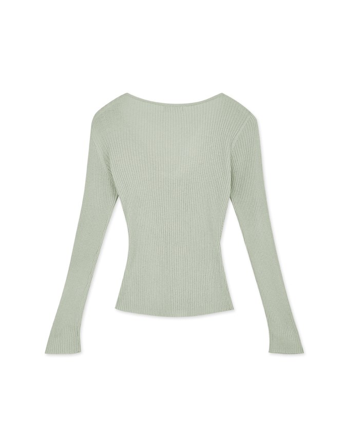 V Neck Twisted Cashmere Knit Top