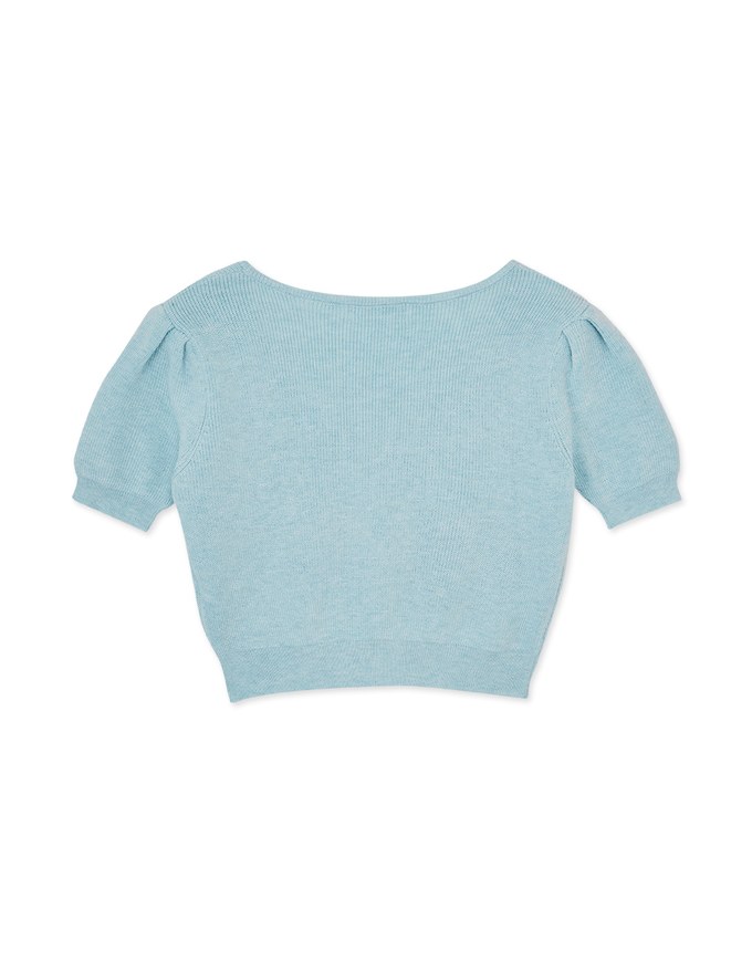 Sweet Puffy Sleeves Knit Top