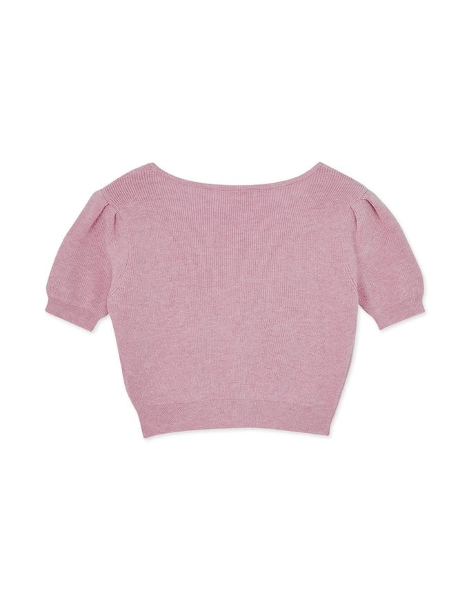 Sweet Puffy Sleeves Knit Top