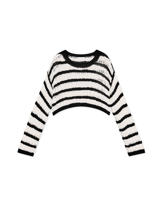 Two Tone Cropped Knit Top