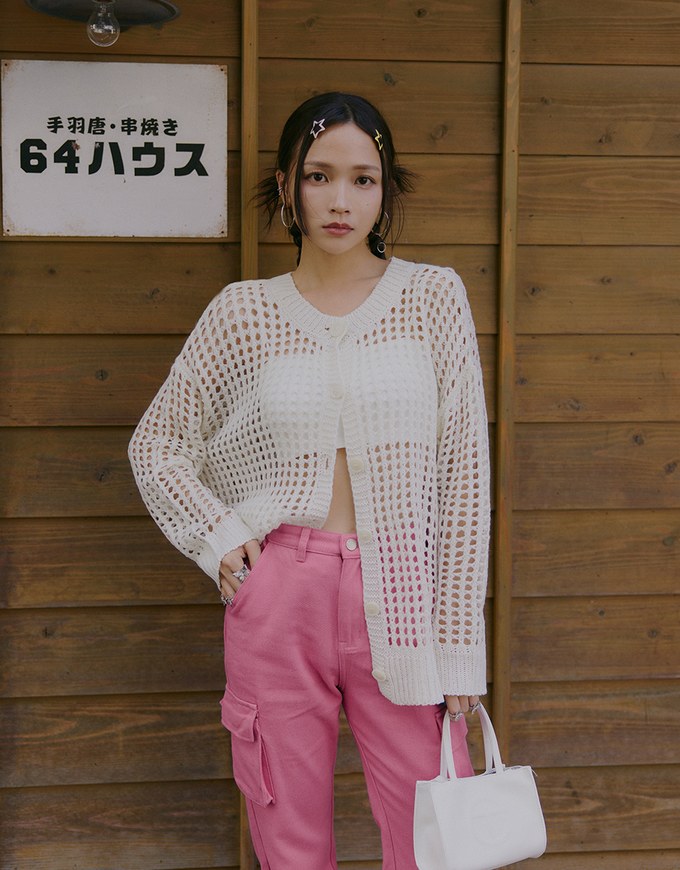 【SHIUAN'S DESIGN】2way Holey Loose Knit Top