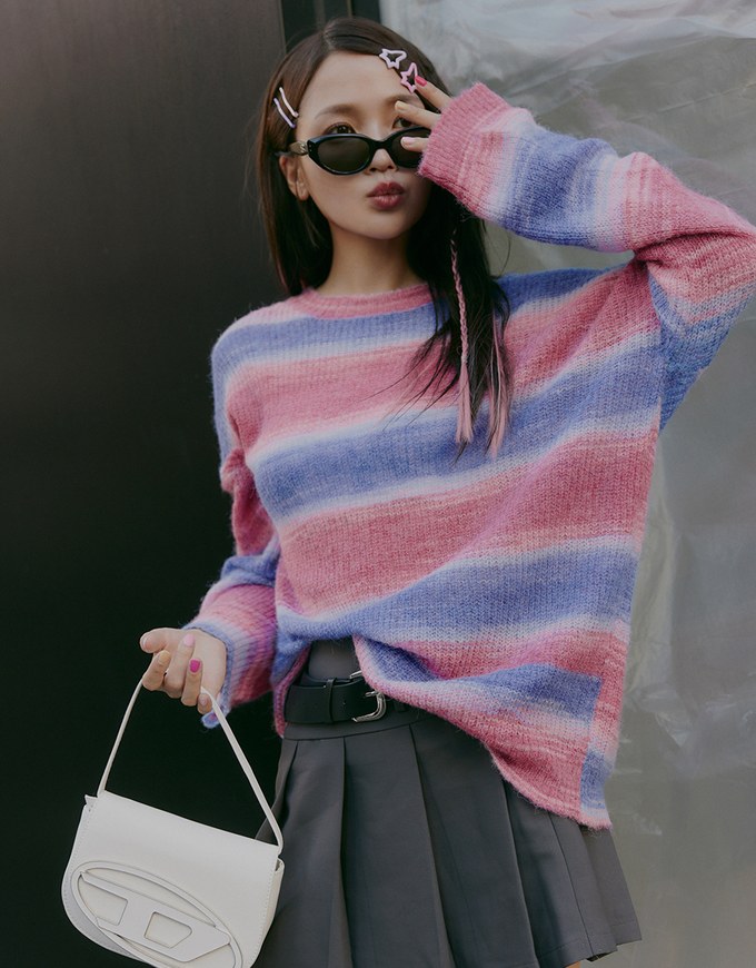 【SHIUAN'S DESIGN】Colorful Two Tone Loose Knit Top