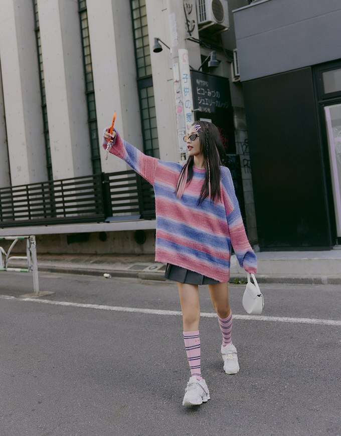 【SHIUAN'S DESIGN】Colorful Two Tone Loose Knit Top