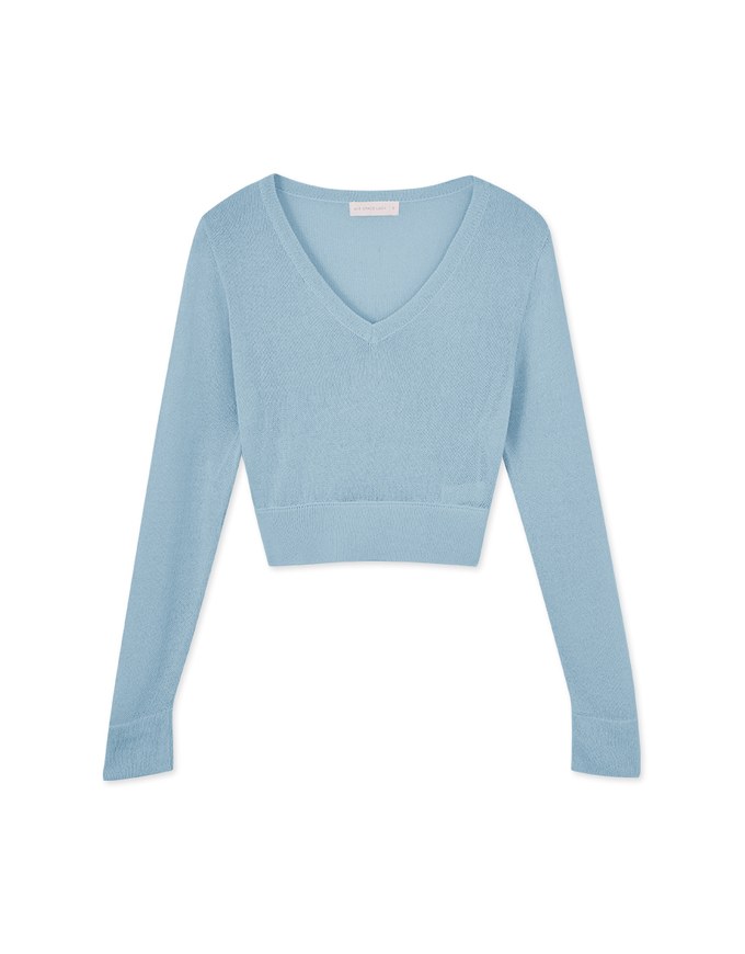 V Neck Knit Long Sleeve Top